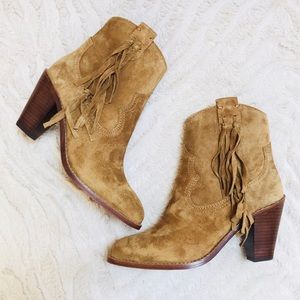 Ash Suede Fringe Ankle Boots